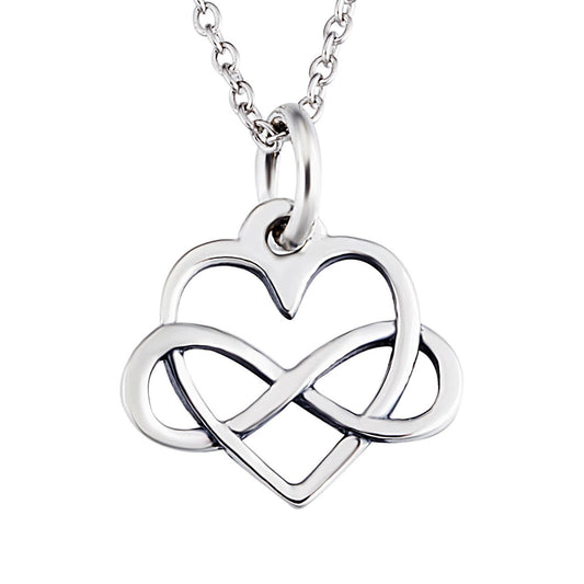 Sterling Silver Infinity Sign and Heart Pendant Necklace Casual and Formal Women