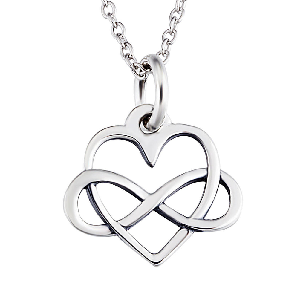 Sterling Silver Infinity Sign and Heart Pendant Necklace Casual and Formal Women