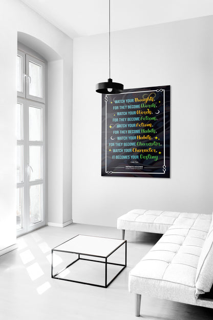 Inspirational Lao Tzu Quote on Black Canvas | Infinite Soldier