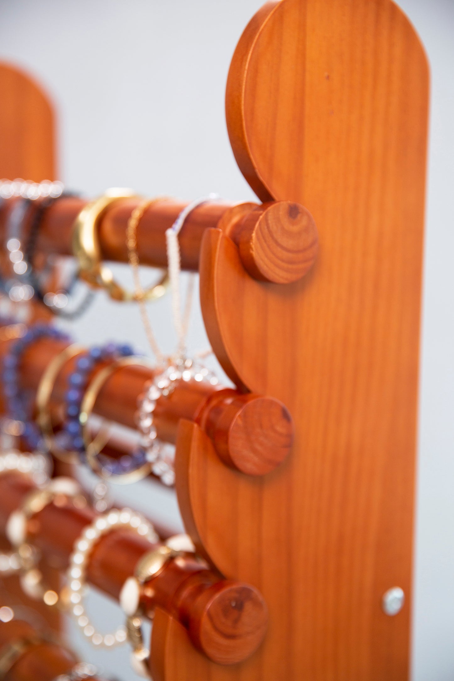 Light Wood 10-Tier Bracelet Display with Drawer | Jewelry Organizer